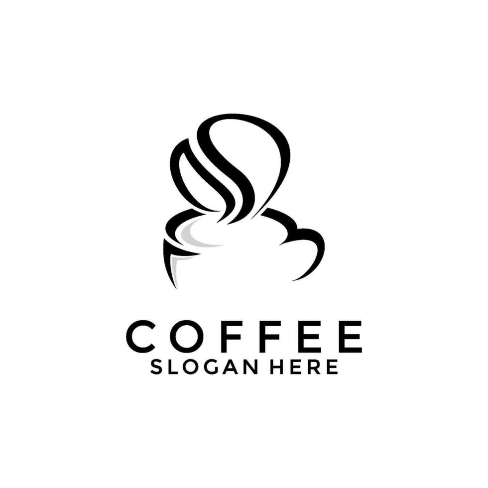 Coffee Cup with steam that forms coffee beans logo vector, Coffee Shop, Cafe Logo Design template vector