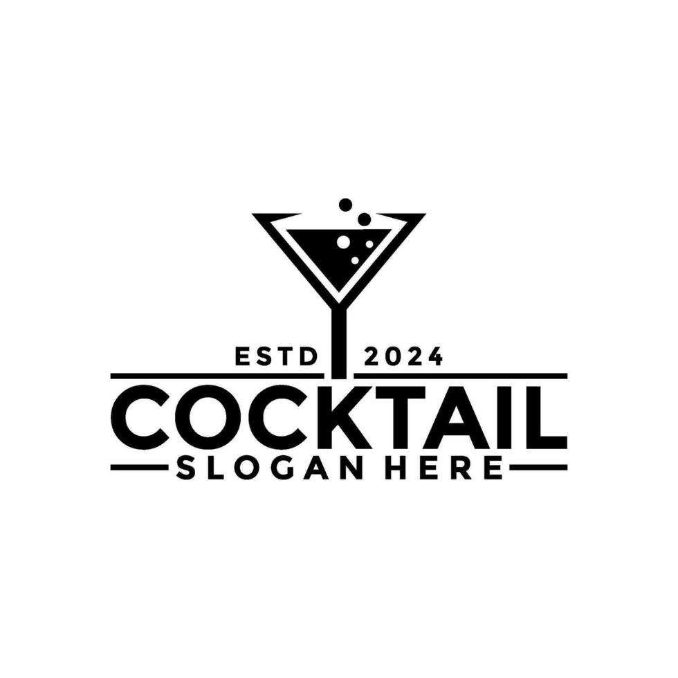 cóctel logo diseño vector vintage. icono de bebida alcohólica. plantilla de diseño retro de vector de copa de cóctel