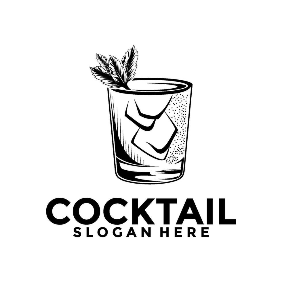 Cocktail logo design vector vintage. alcohol drink icon. cocktail glass vector retro design template