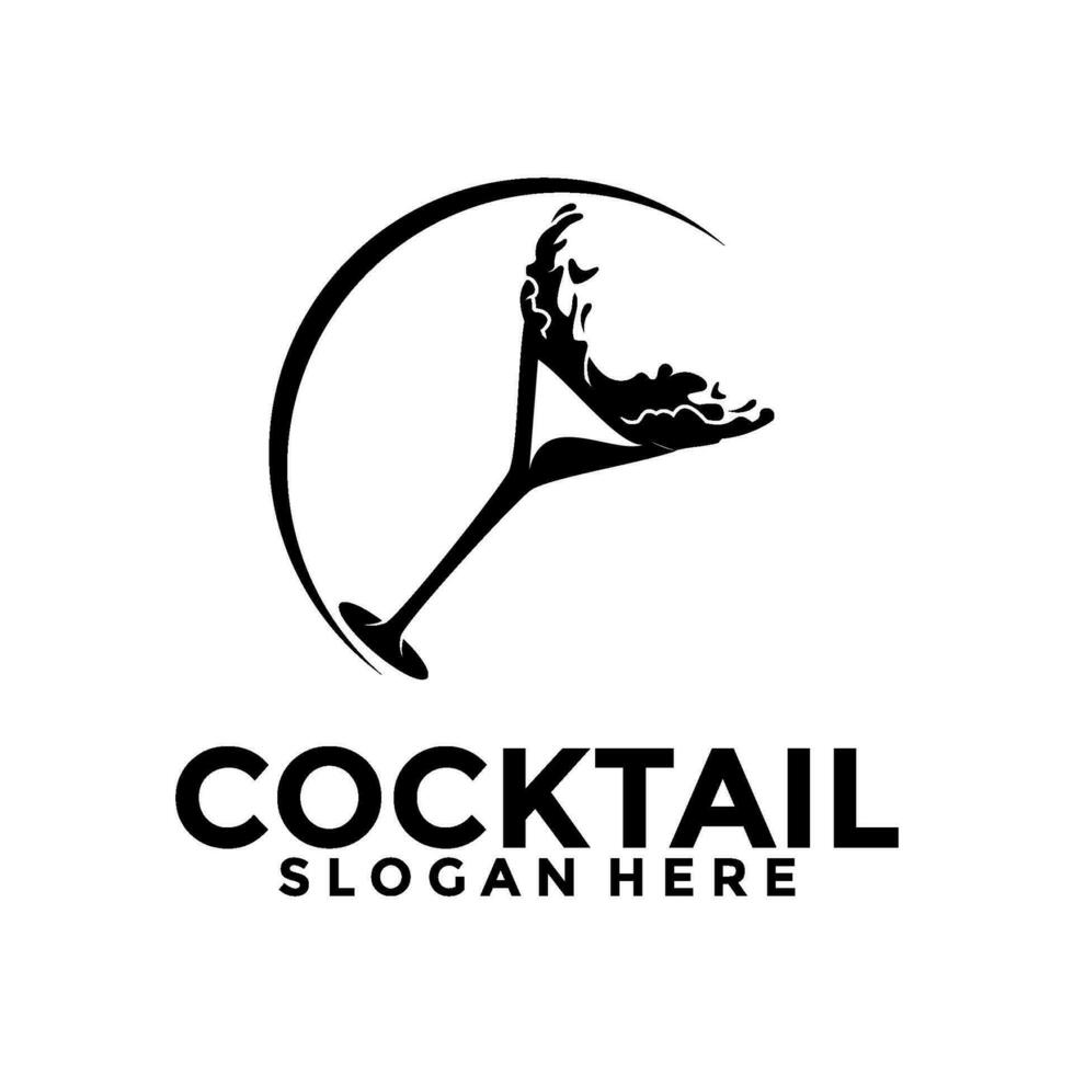 Cocktail logo design vector vintage. alcohol drink icon. cocktail glass vector retro design template