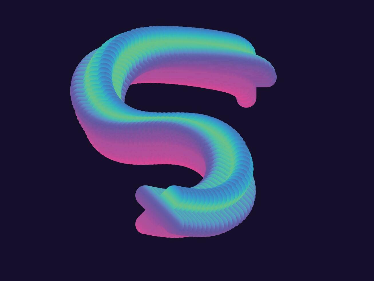 S Modern abstract blending 3d letter design vector