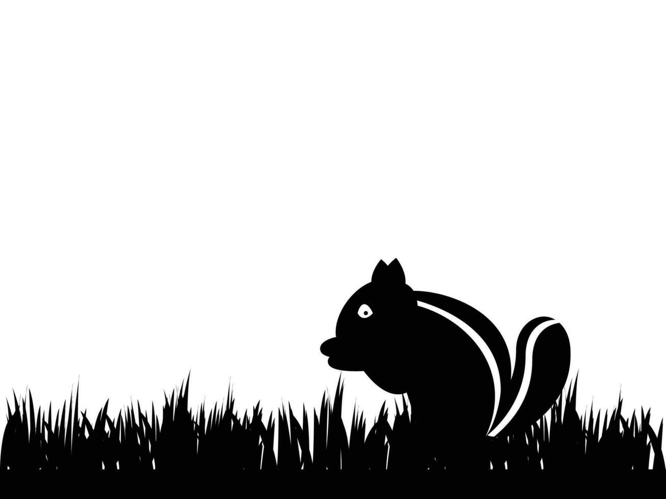 Rabbit bunny eating grass at silhouette grass background vector