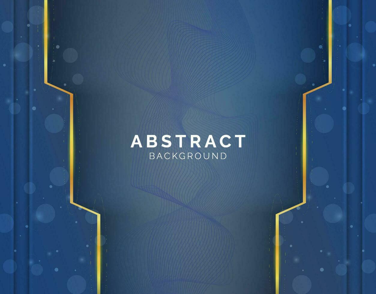 Futuristic dark blue abstract gaming background with gold lines and shadow, geometric shape overlap layers, graphic pattern banner template design vector