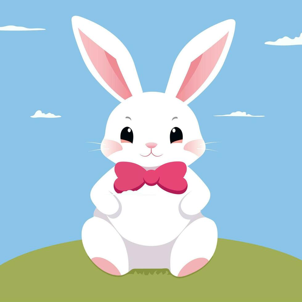 easter bunny with easter eggs. easter greeting card with bunny. Happy Easter. Cute rabbit for Easter. Bunny ears and Easter eggs. Vector illustration. Greeting card. Bunny in the egg