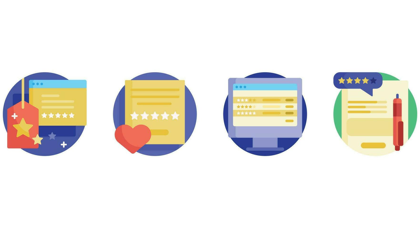 Customer feedback and review on products and services vector icon set