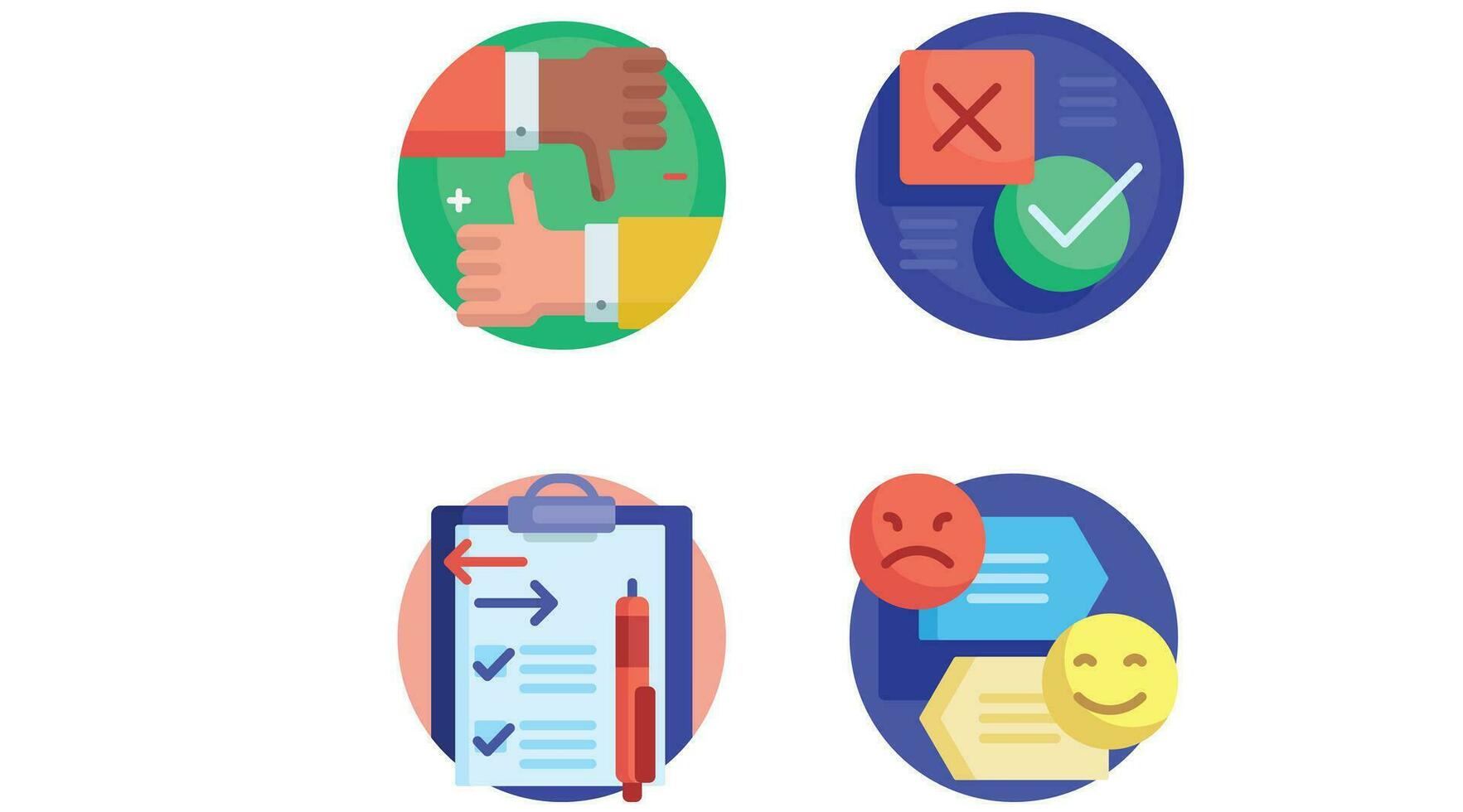 Customer feedback and review on products and services vector icon set
