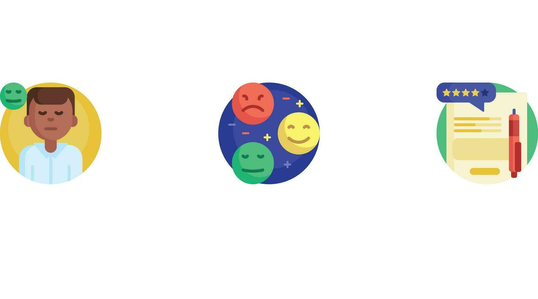 Customer feedback and review on products and services vector icon set