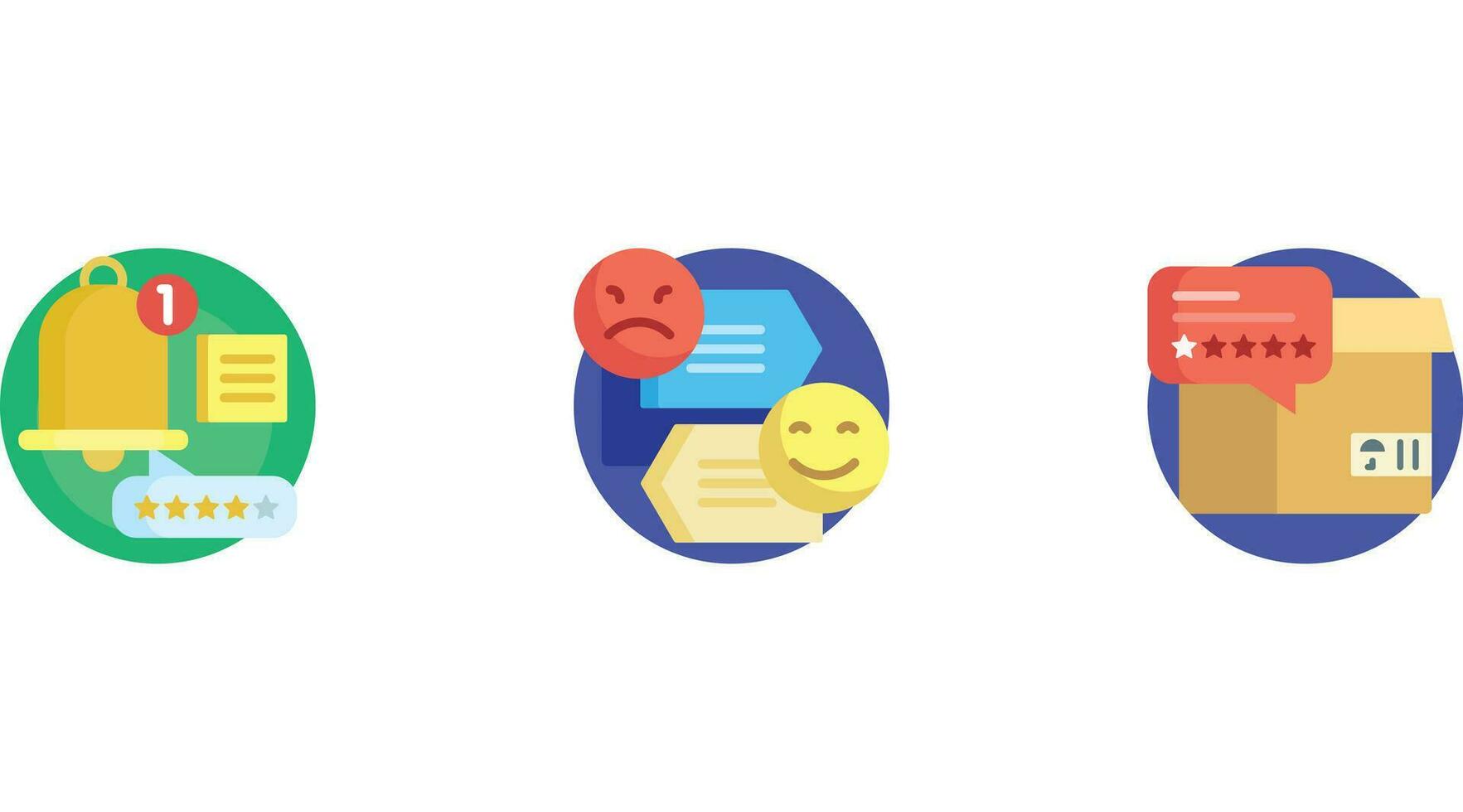 Customer feedback and review on products and services vector icon set