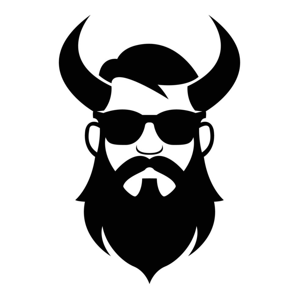 barbarian wearing sunglasses iconic logo vector illustration