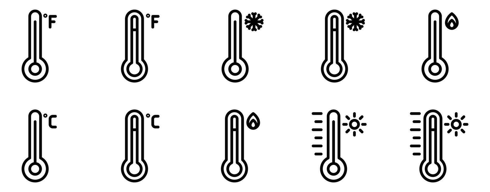 air conditioner maintenance icon line style set collection. vector