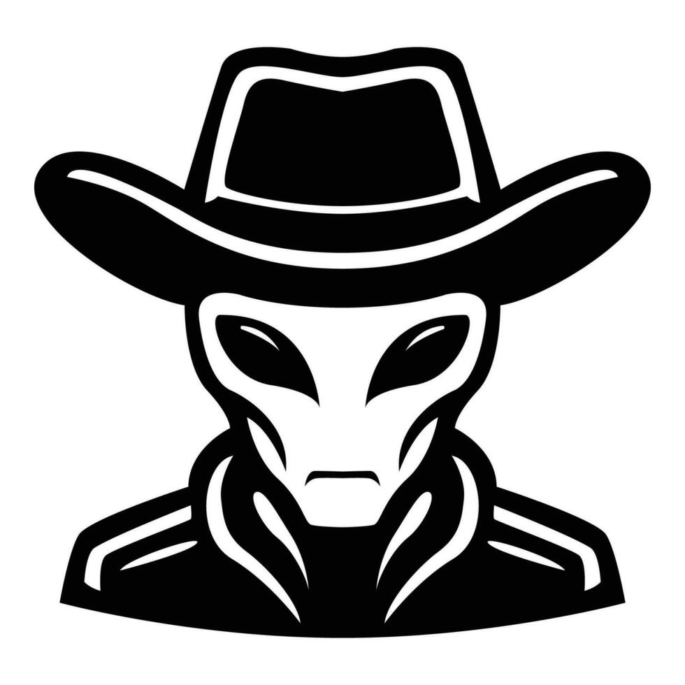 ai generado extraterrestre vistiendo vaquero sombrero icónico logo vector ilustración.