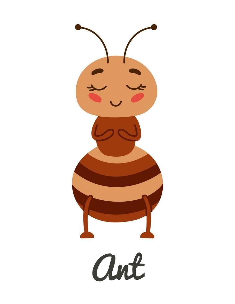 Cute cartoon insect ant, vector illustration for children book