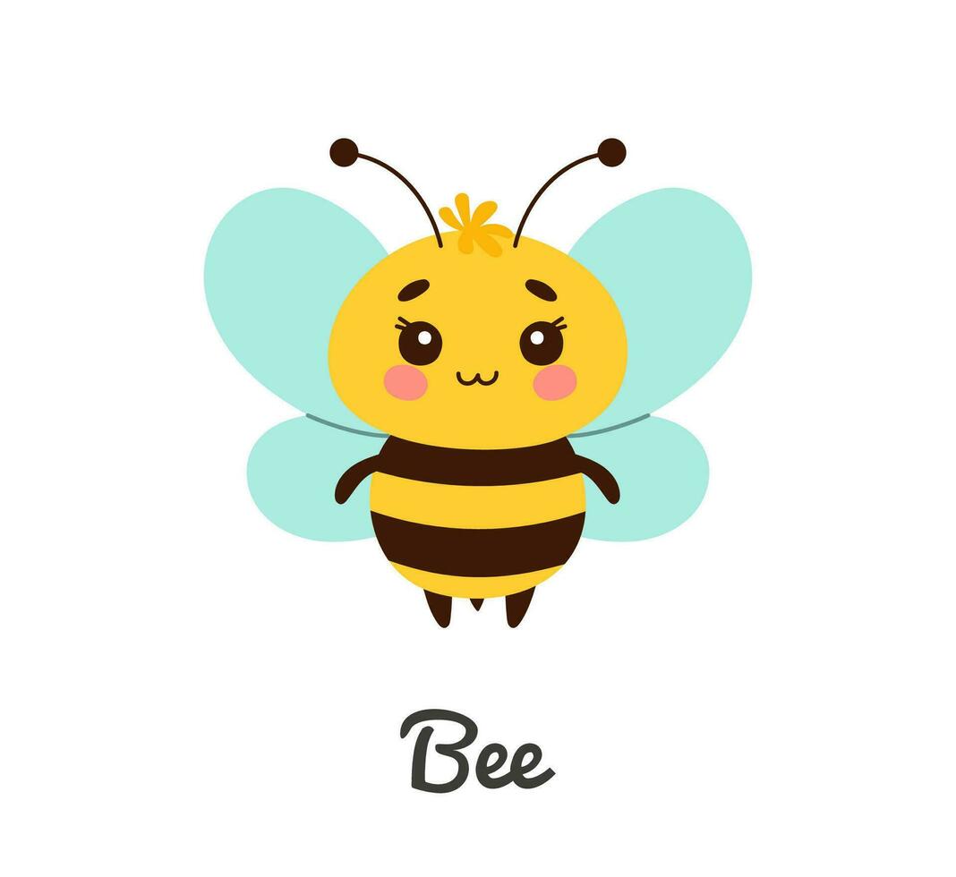 Cute bee insect, cartoon character vector illustration