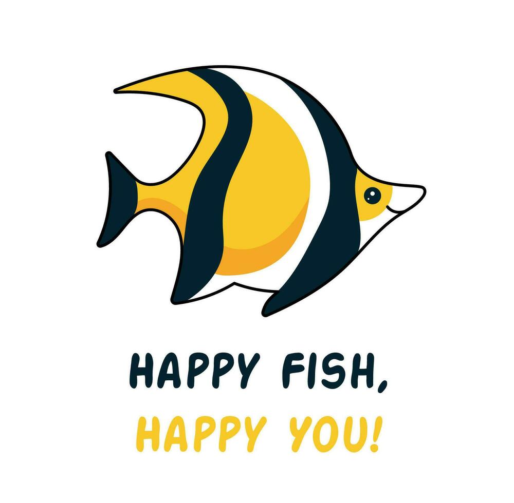 Cute fish vector flat illustration