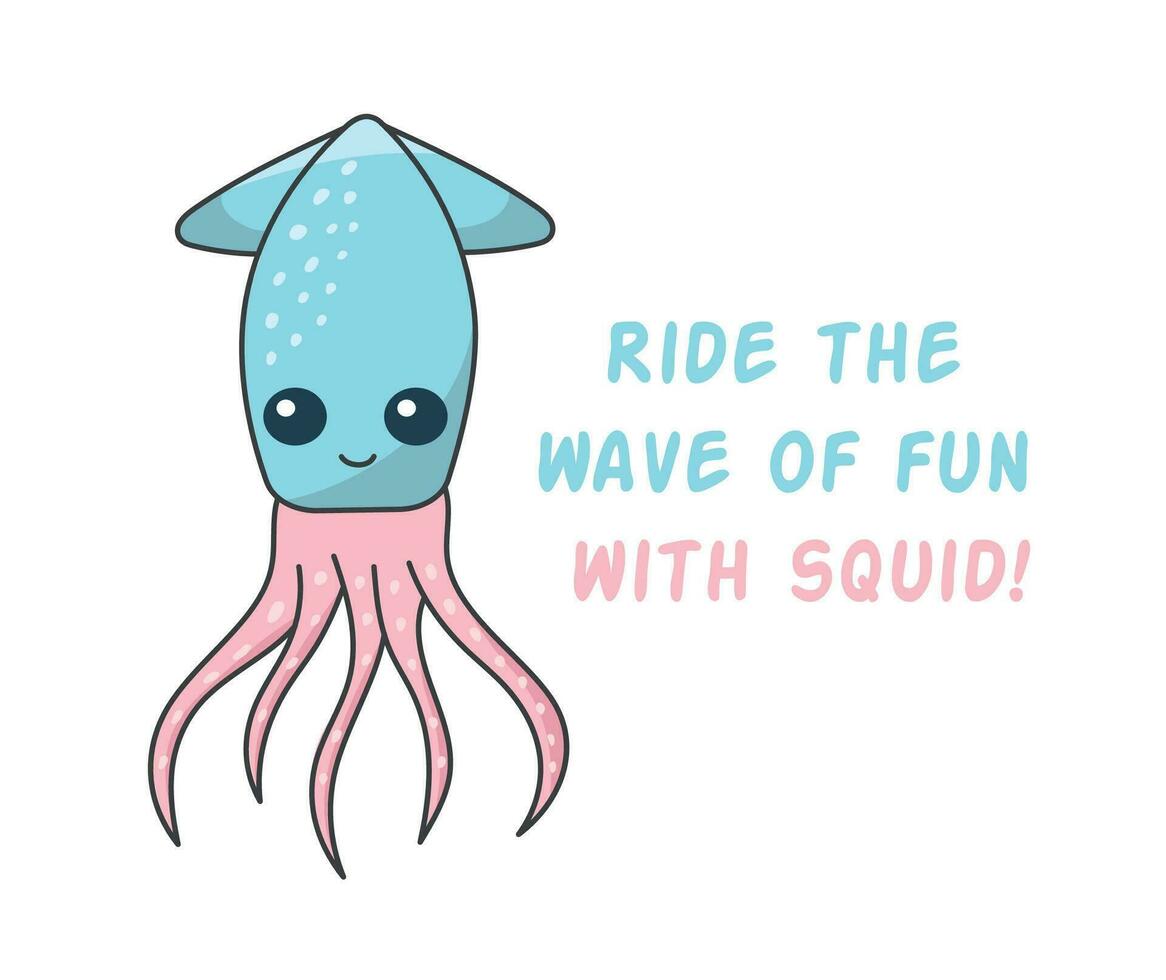 calamar ilustración de un linda mar animal, Oceano habitante vector