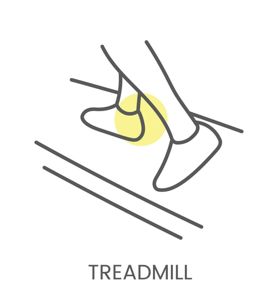 Vector icon treadmill, for physiotherapy and rehabilitation. Linear illustration
