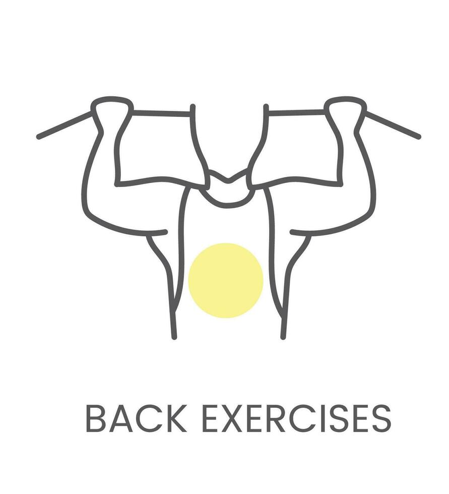 Vector icon back exercises, for physiotherapy and rehabilitation. Linear illustration