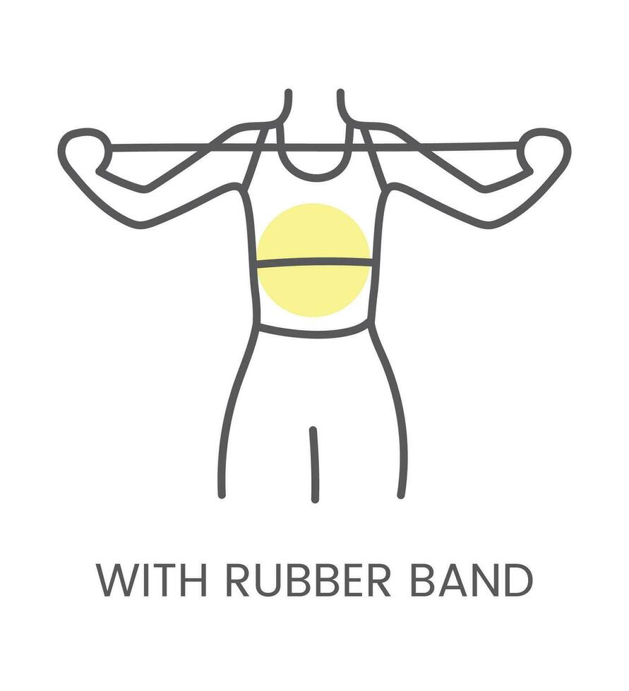 Vector icon with rubber band, for physiotherapy and rehabilitation. Linear illustration