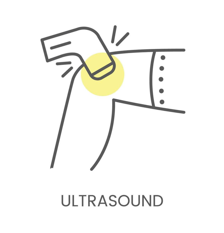 Foot ultrasound treatment, line vector icon