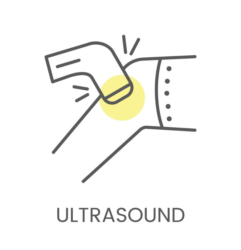 Foot ultrasound treatment. Linear icon in vector