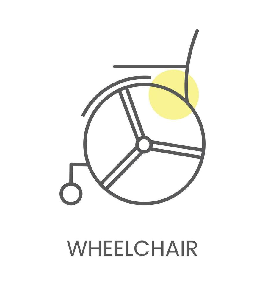 Vector icon wheelchair, for physiotherapy and rehabilitation. Linear illustration