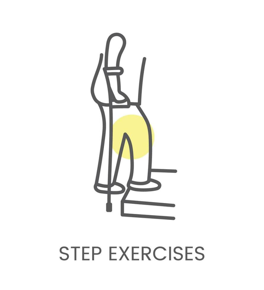 Vector icon step exercises, for physiotherapy and rehabilitation. Linear illustration