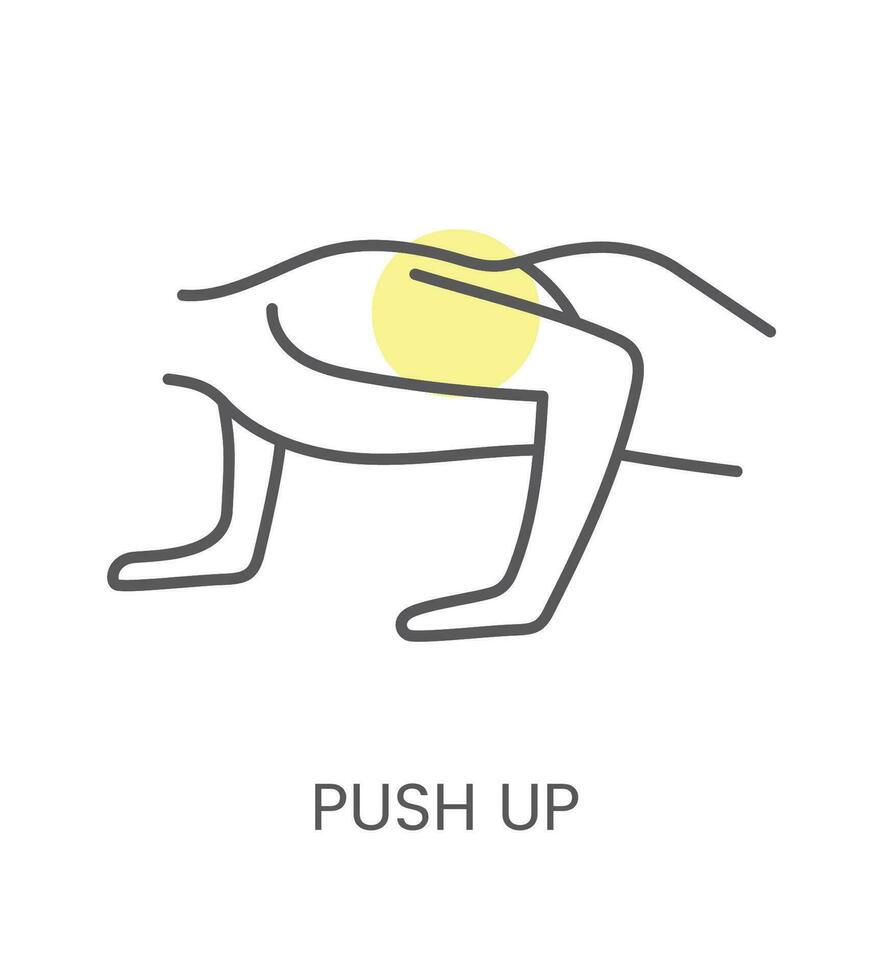 Vector icon push up, for physiotherapy and rehabilitation. Linear illustration