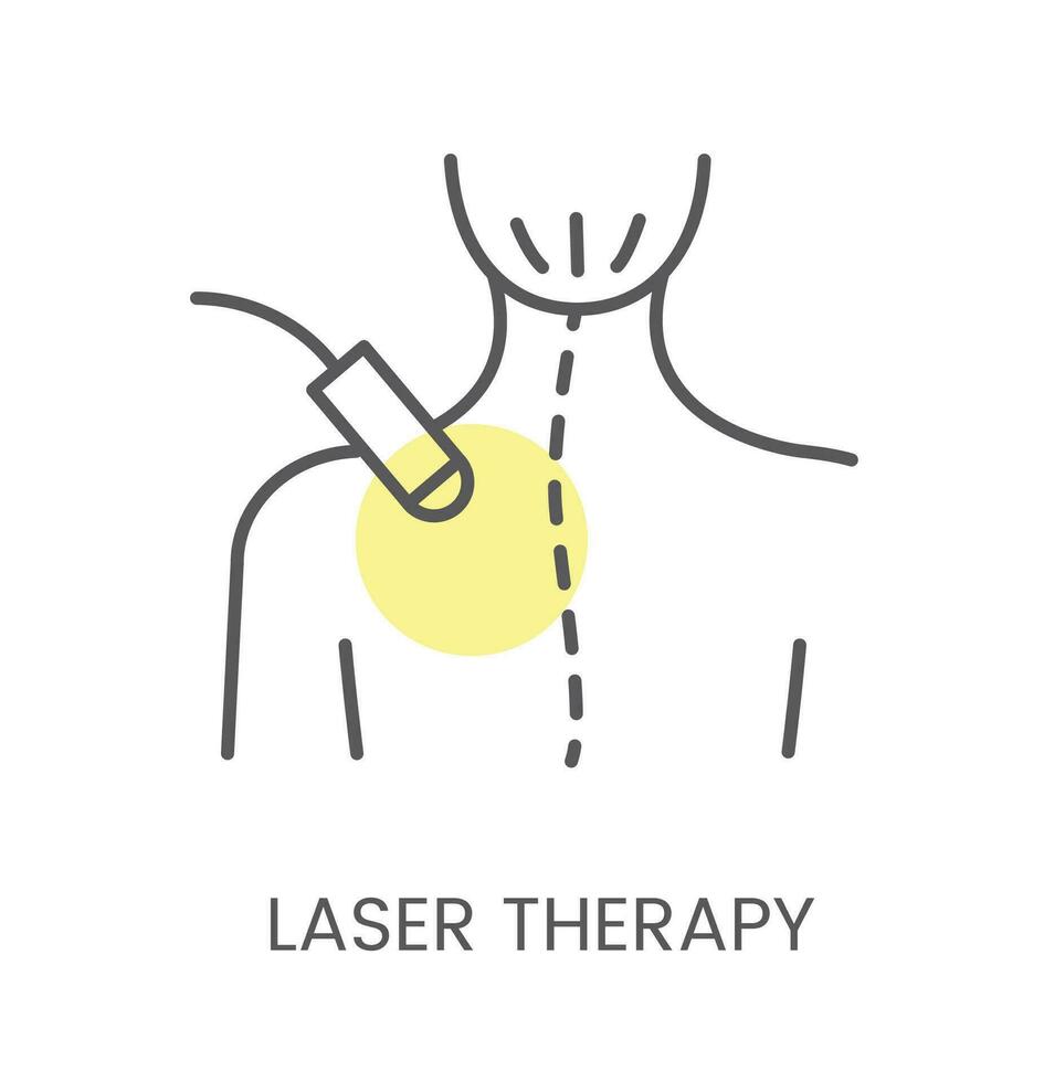 tratamiento con láser terapia, línea vector icono