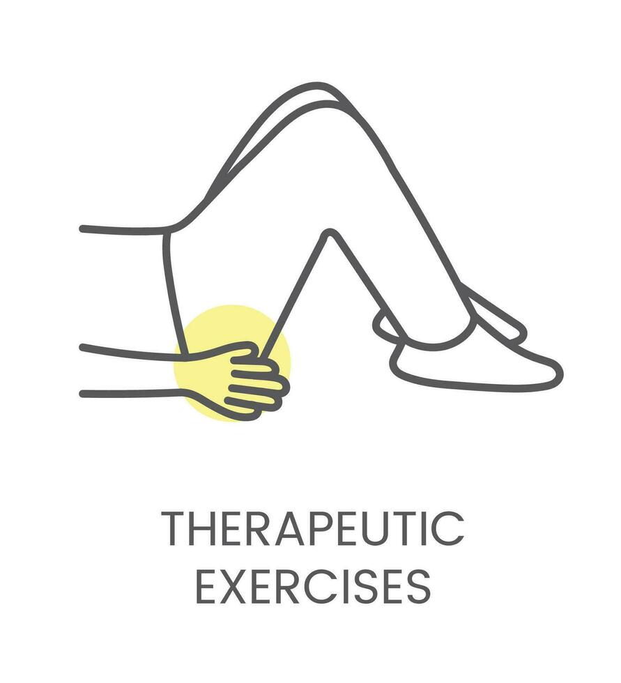 Vector icon therapeutic exercises, for physiotherapy and rehabilitation. Linear illustration