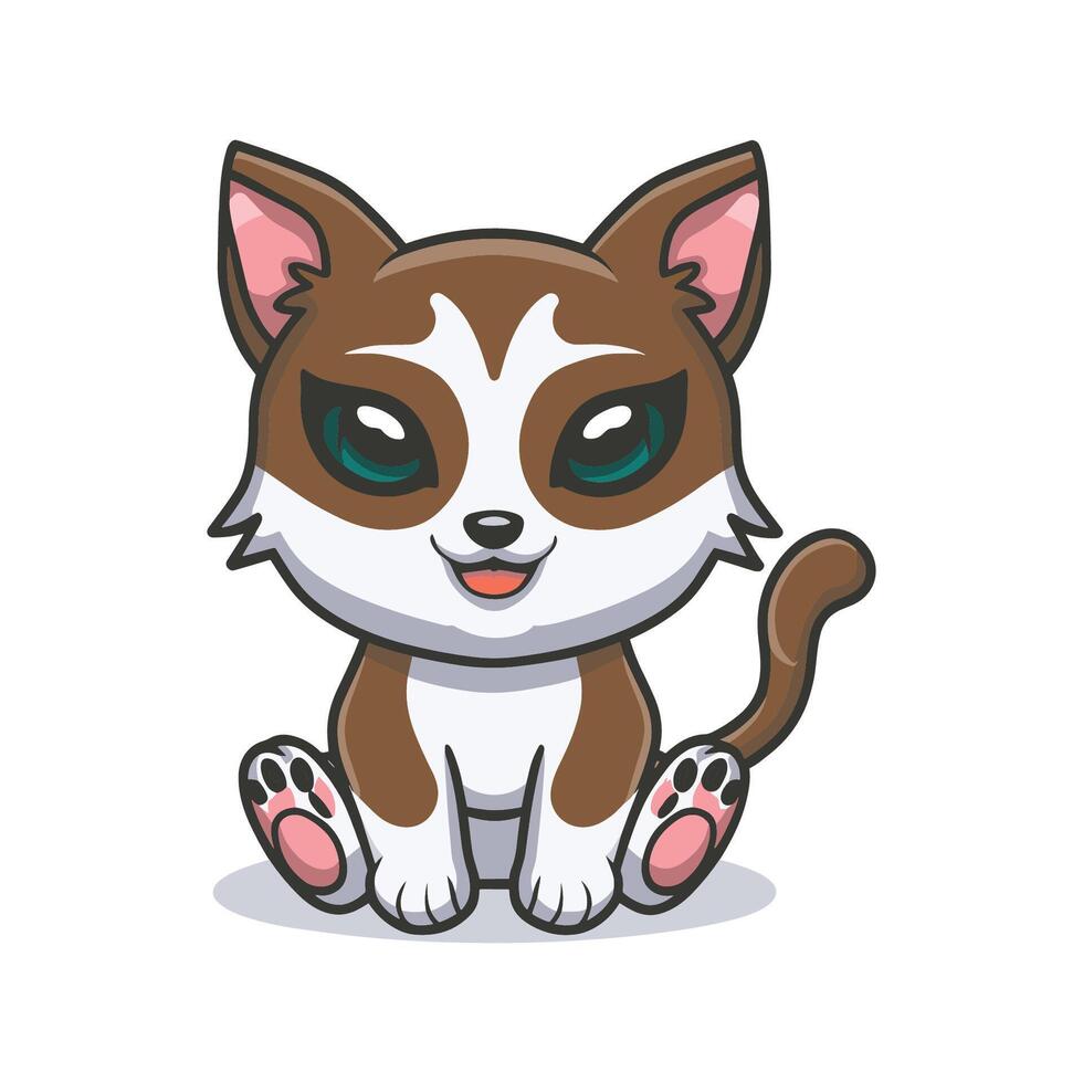 ai generado linda gato plano vector ilustración, gato vector personaje diseño