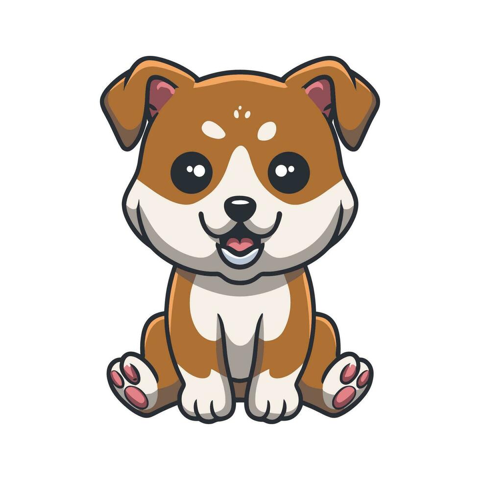 AI generated Cute Dog Flat Vector Illustration, Dog Vector Character Design