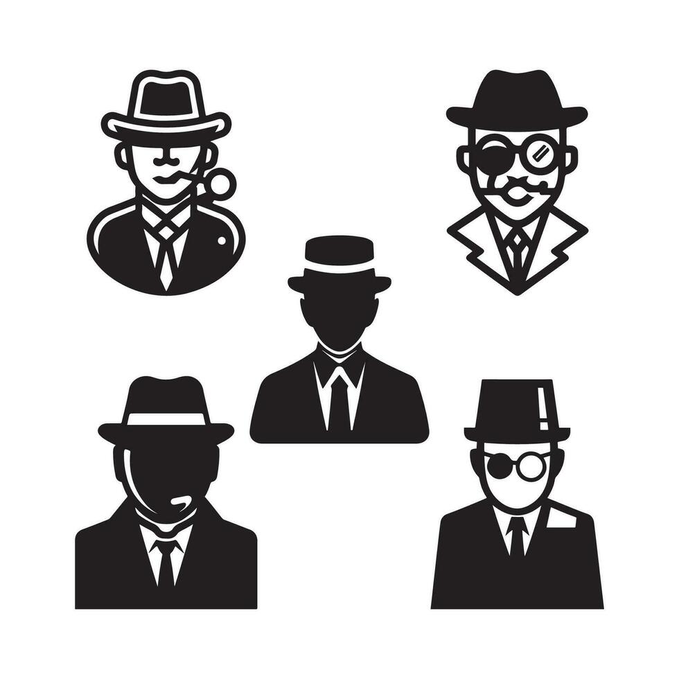 ai generado conjunto de detective icono vector