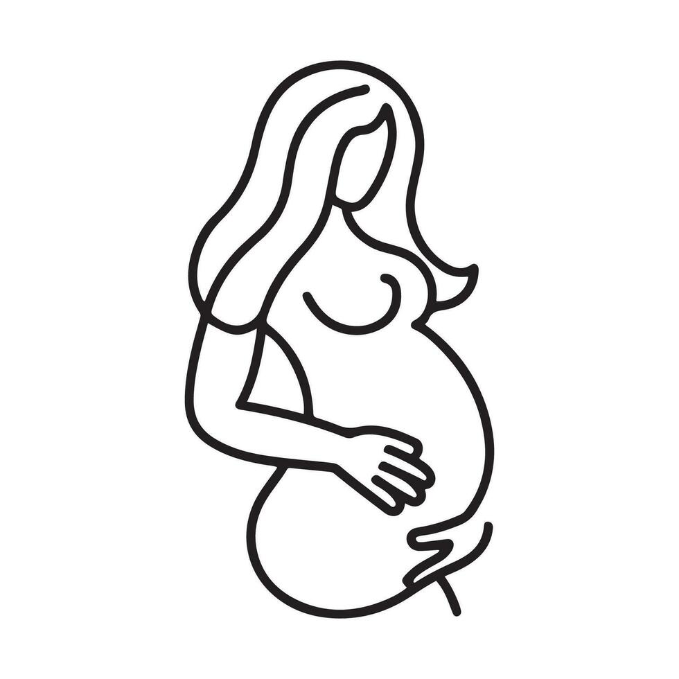 AI generated Pregnant Woman Logo Black Outline Vector, Maternity Logo Icon vector