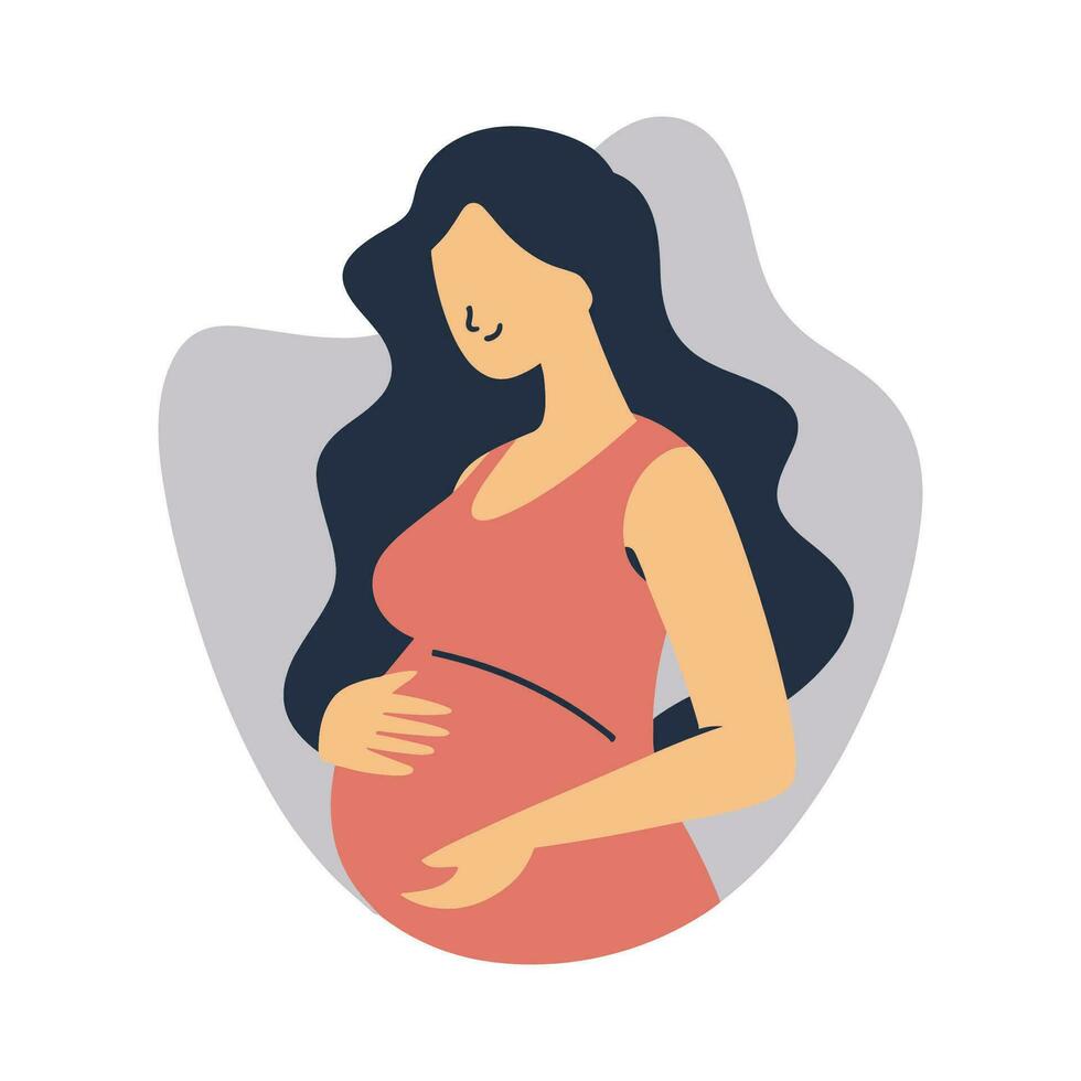 ai generado embarazada mujer plano ilustración, madre y bebé vector