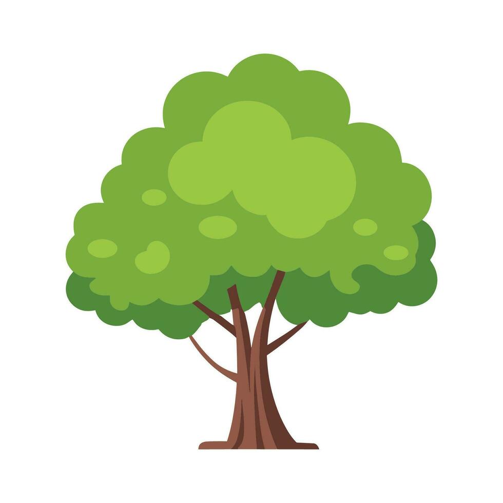 AI generated Small tree with green leaves flat vector illustration, Tree vector