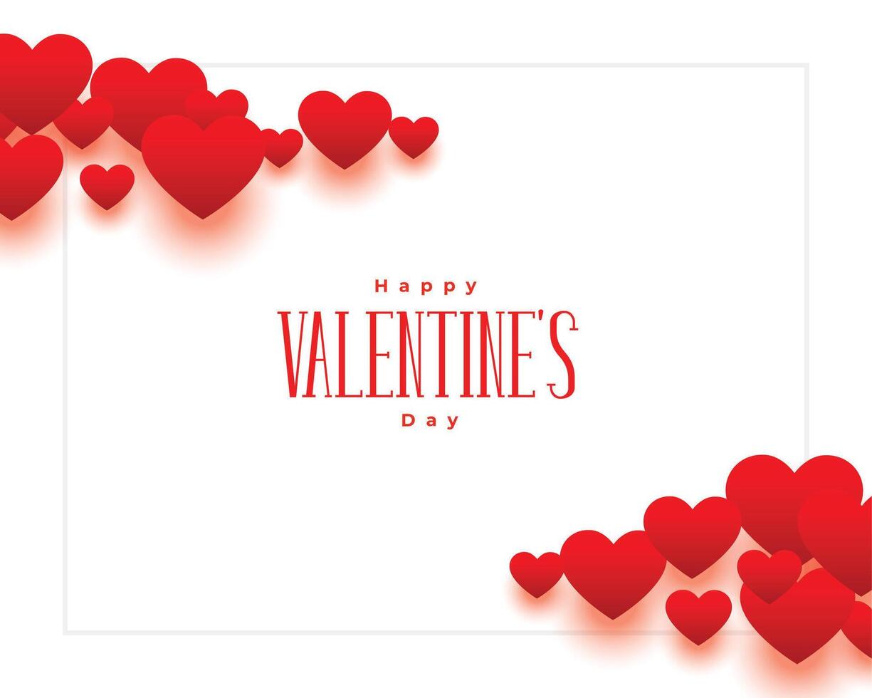 beautiful happy valentines day red hearts background vector