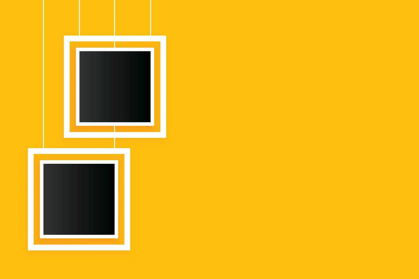 hanging photo frames on yellow background vector