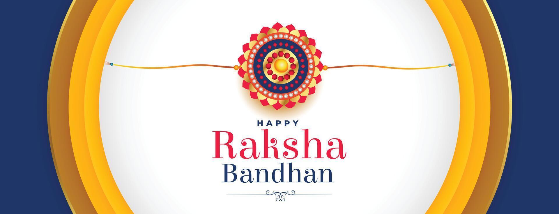 elegante raksha Bandhan bandera con realista rakhi vector