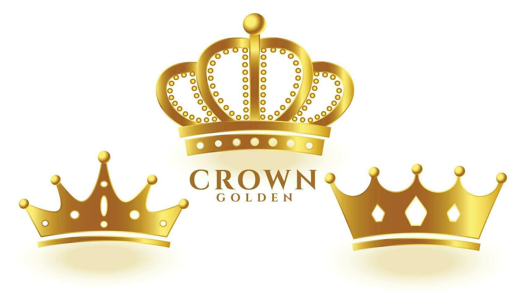realistic golden crown set for king or queen vector