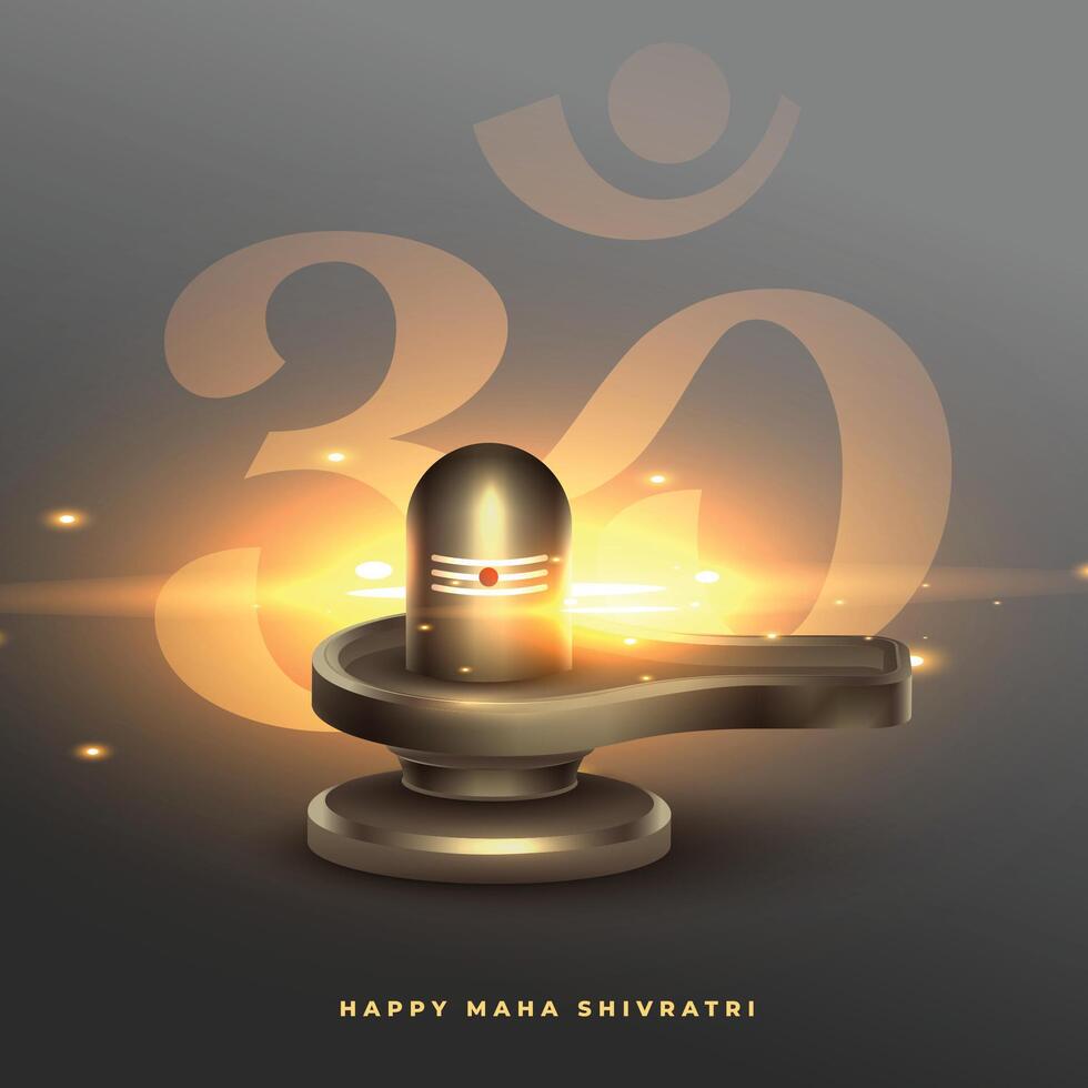 maha shivratri blessing wishes card with shivling idol vector