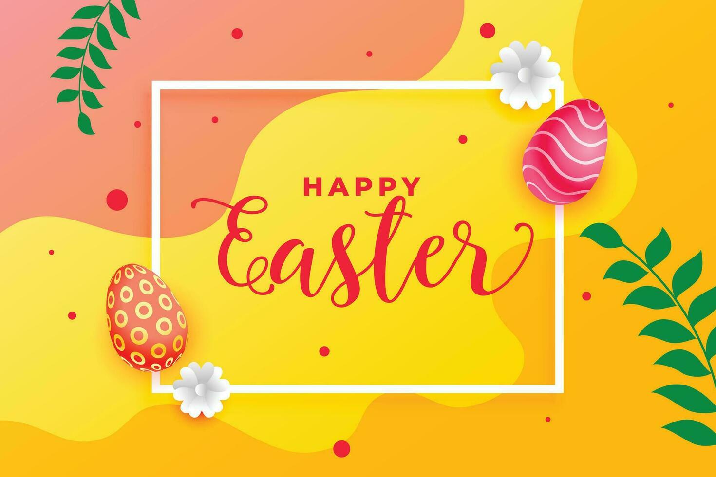 happy easter day banner with decorative elements vector