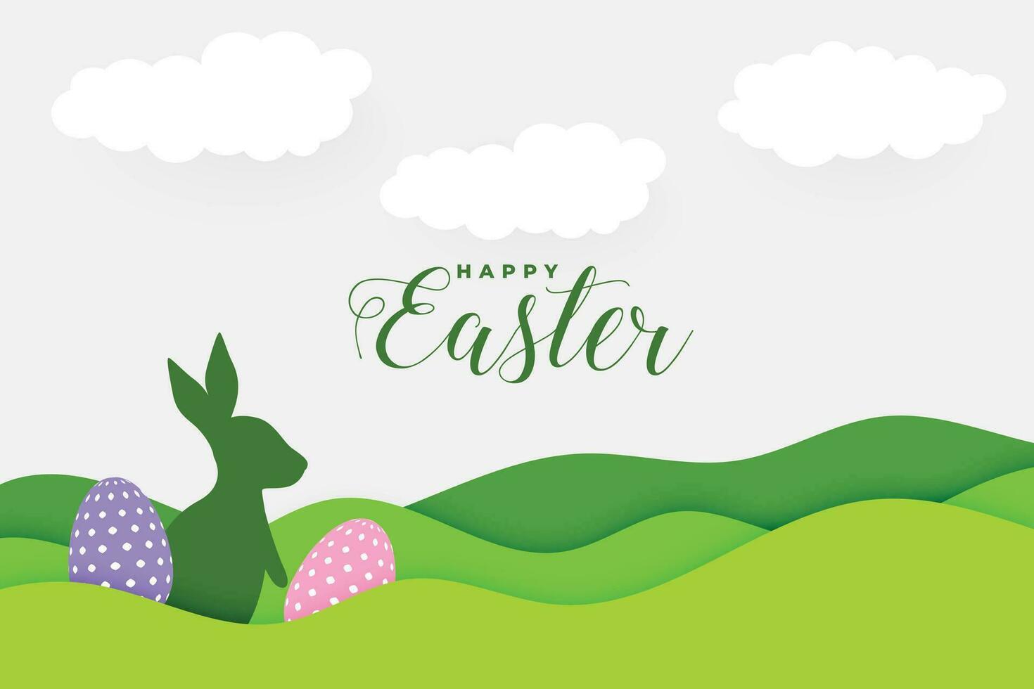 paper style happy easter day card design vector