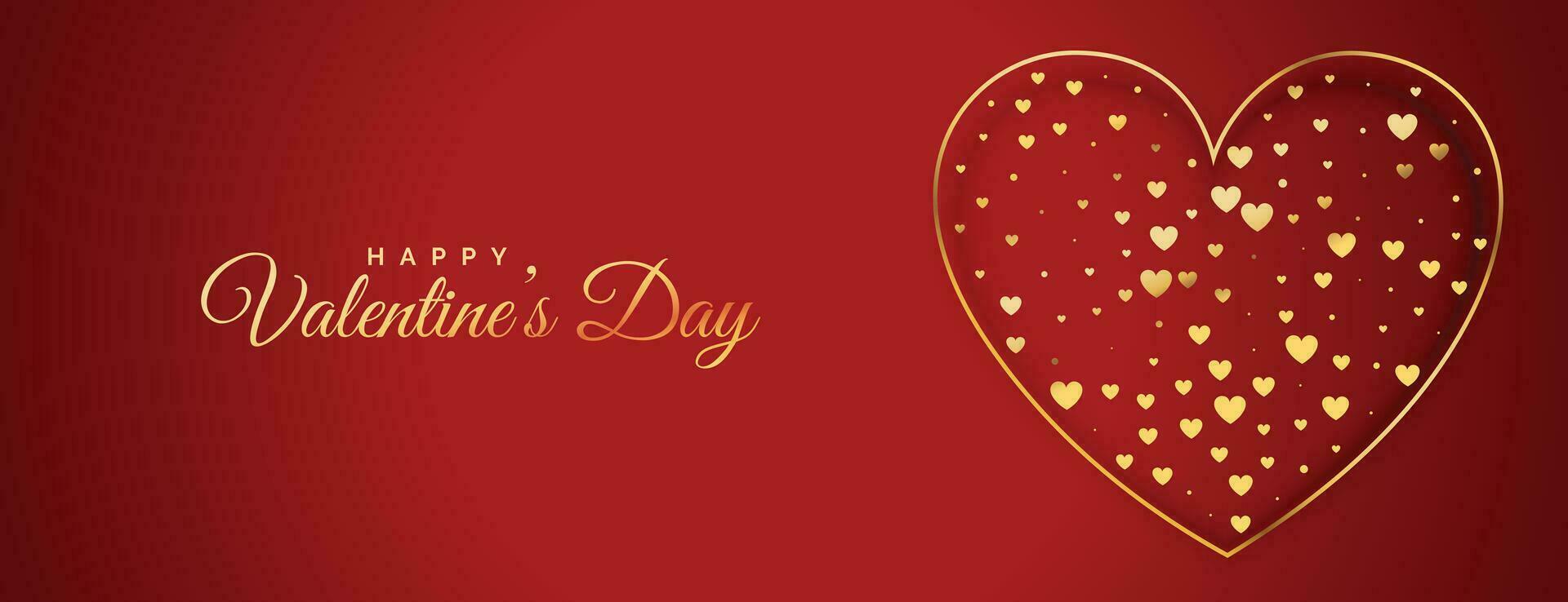 valentines day golden heart decorative banner vector