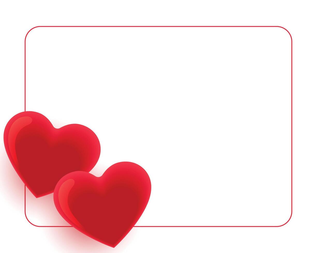two red hearts frame with text space vector