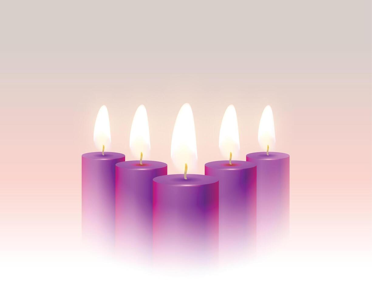 realistic advent church purple candles background vector