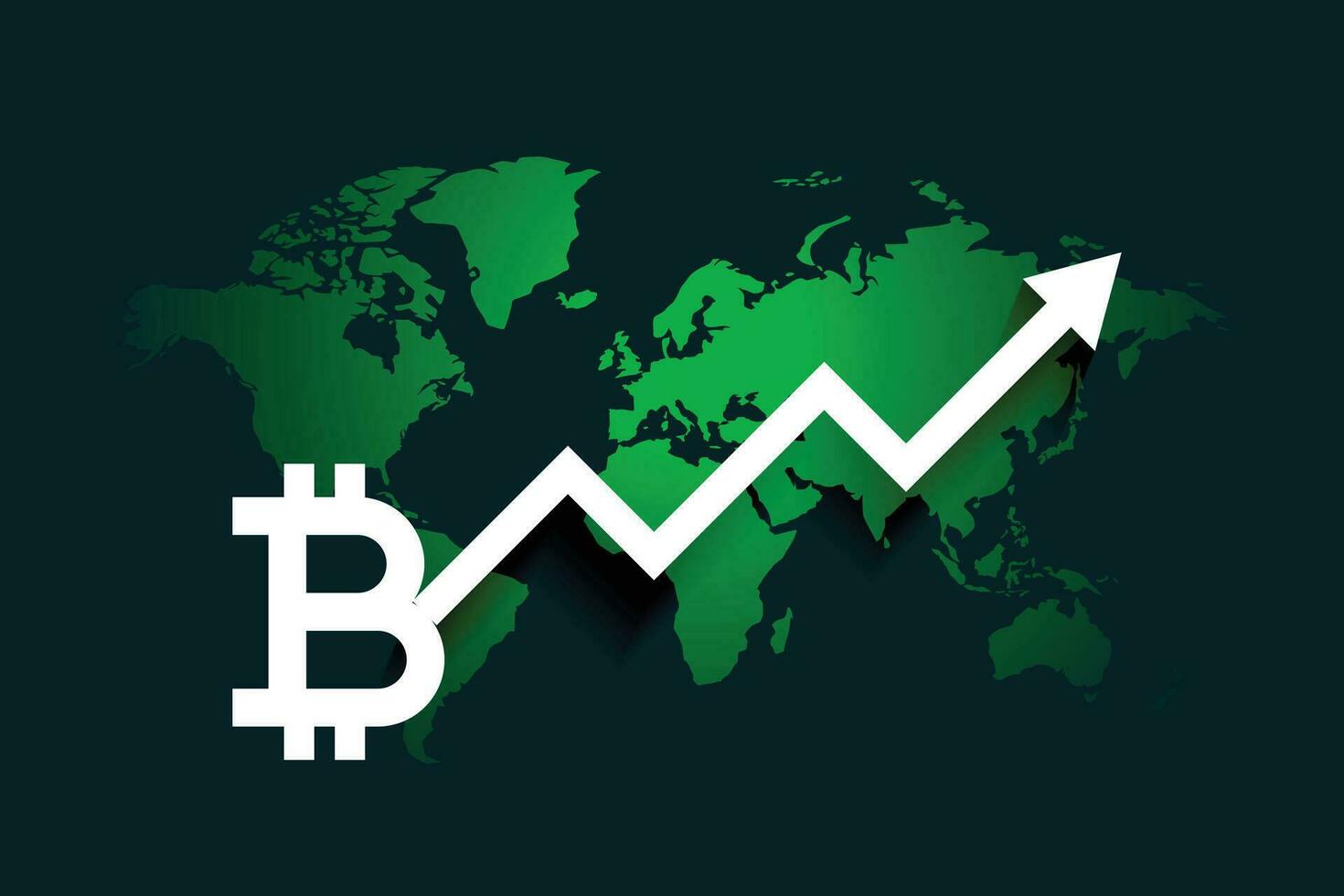 global bitcoin growth arrow chart background vector