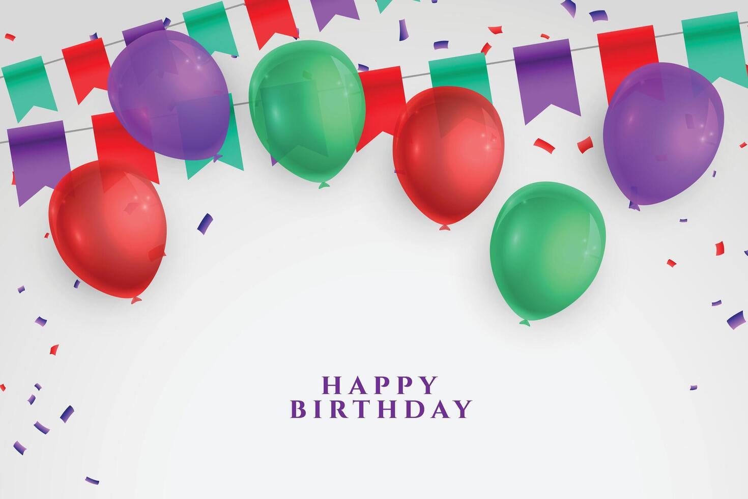 happy birthday wishes background with realistic balloons vector