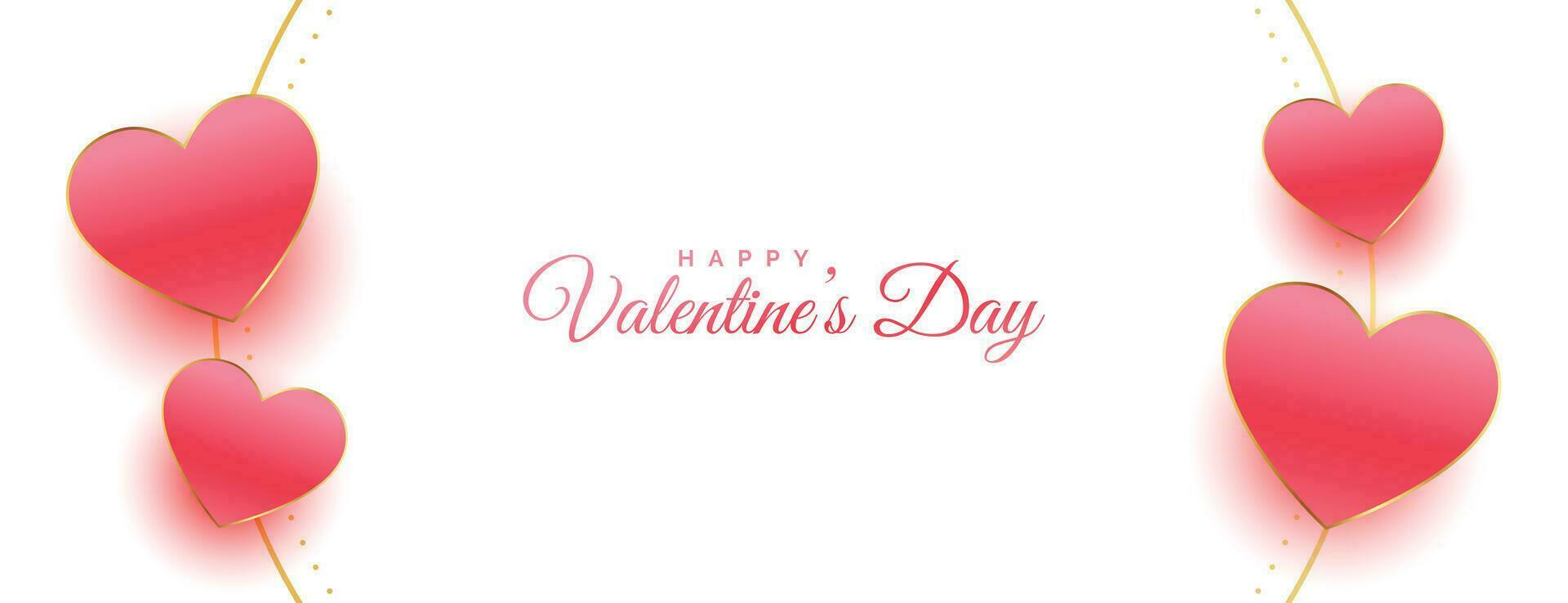 happy valentines day love hearts decorative white banner vector
