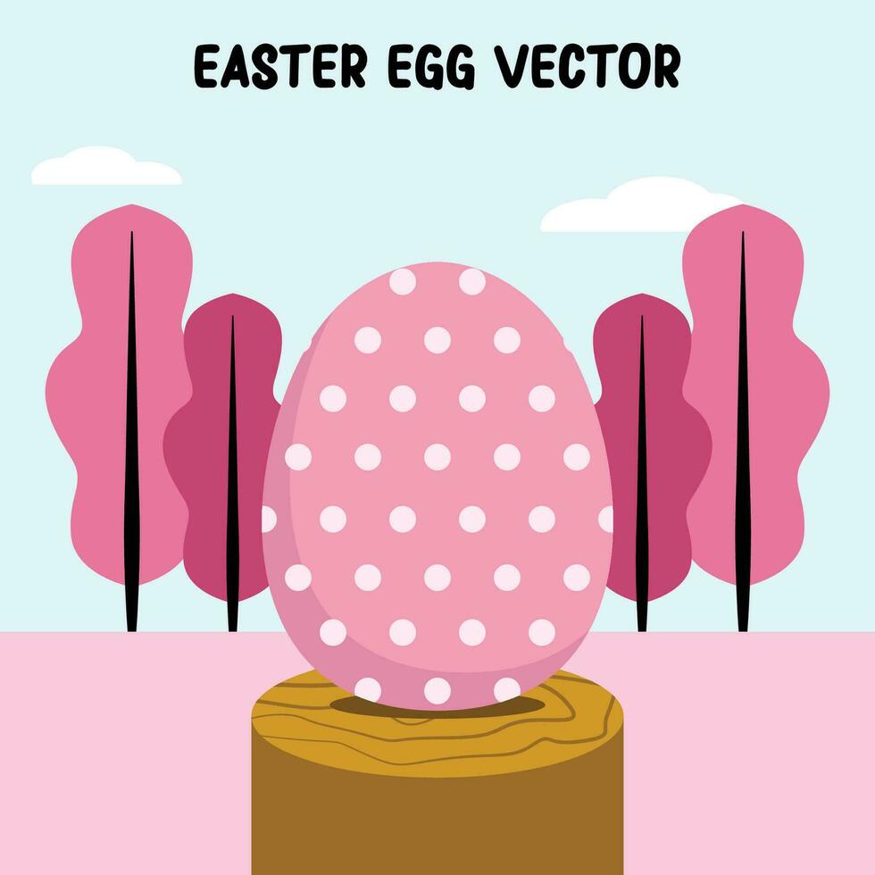 Pascua de Resurrección huevos ilustración plano vector en rosado con polca puntos