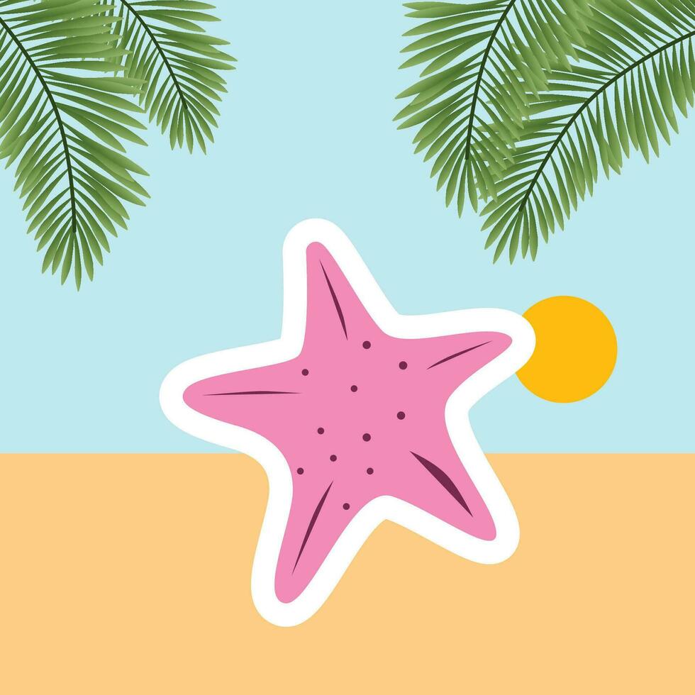 estrella pescado vistoso verano icono pegatina vector